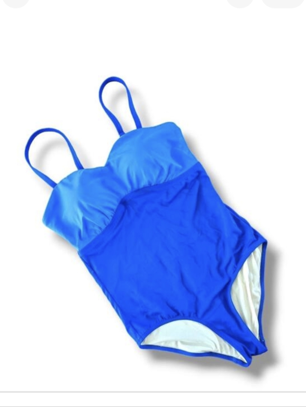 Swimsuits for All One Piece Swimsuit Two Tone Blue 12 Slimming Silhouette‎